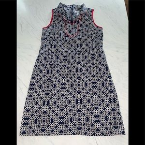 Jessica h navy print dress red trim 12